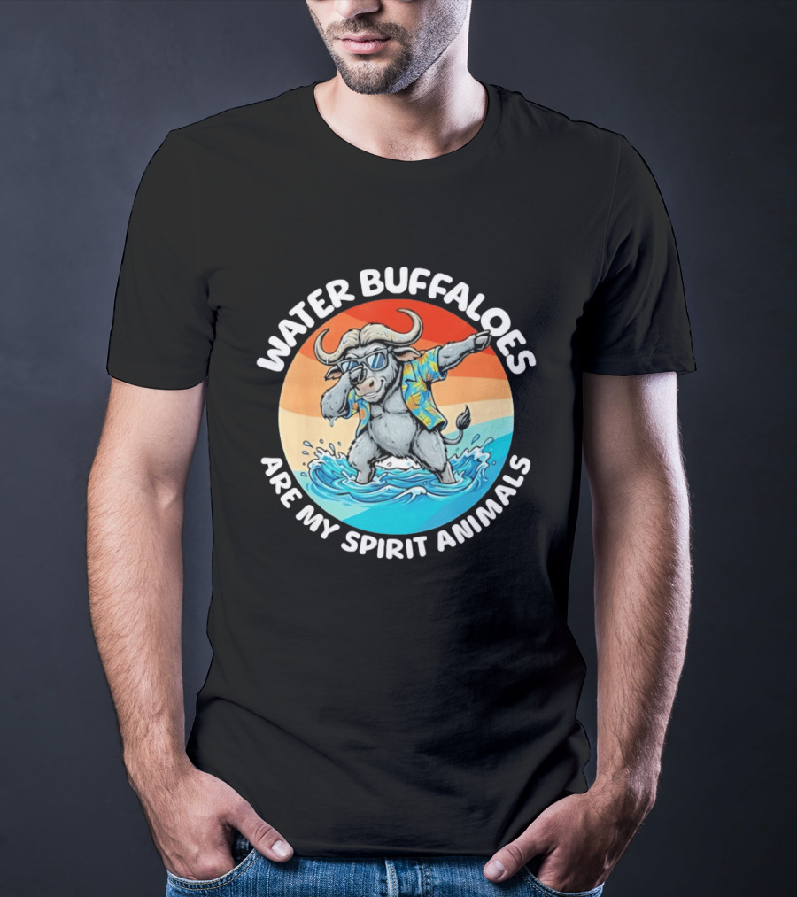Water Buffaloes Are My Spirit Animals Dabbing Tropical Sunset T-Shirt