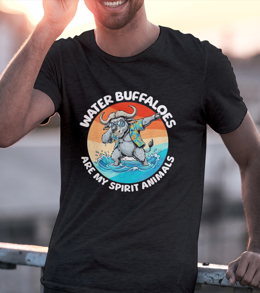 Water Buffaloes Are My Spirit Animals Dabbing Tropical Sunset T-Shirt