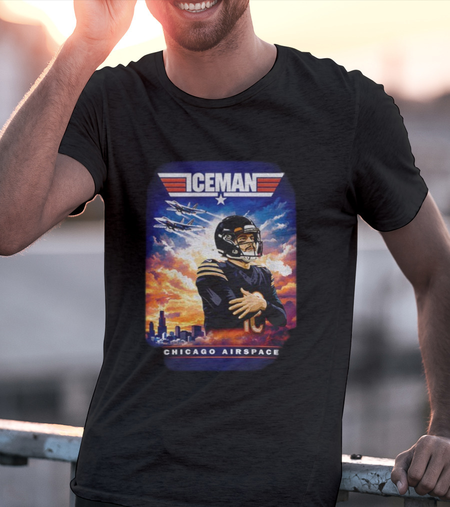 ICEMAN Chicago Airspace Caleb Williams Top Gun Chicago Bears T-Shirt