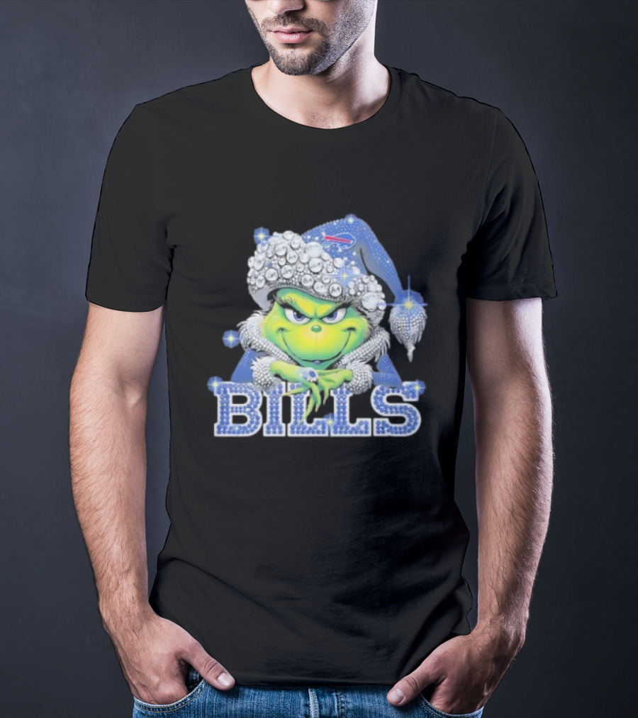 Buffalo Bills Grinch Santa Diamond Hat T-Shirt