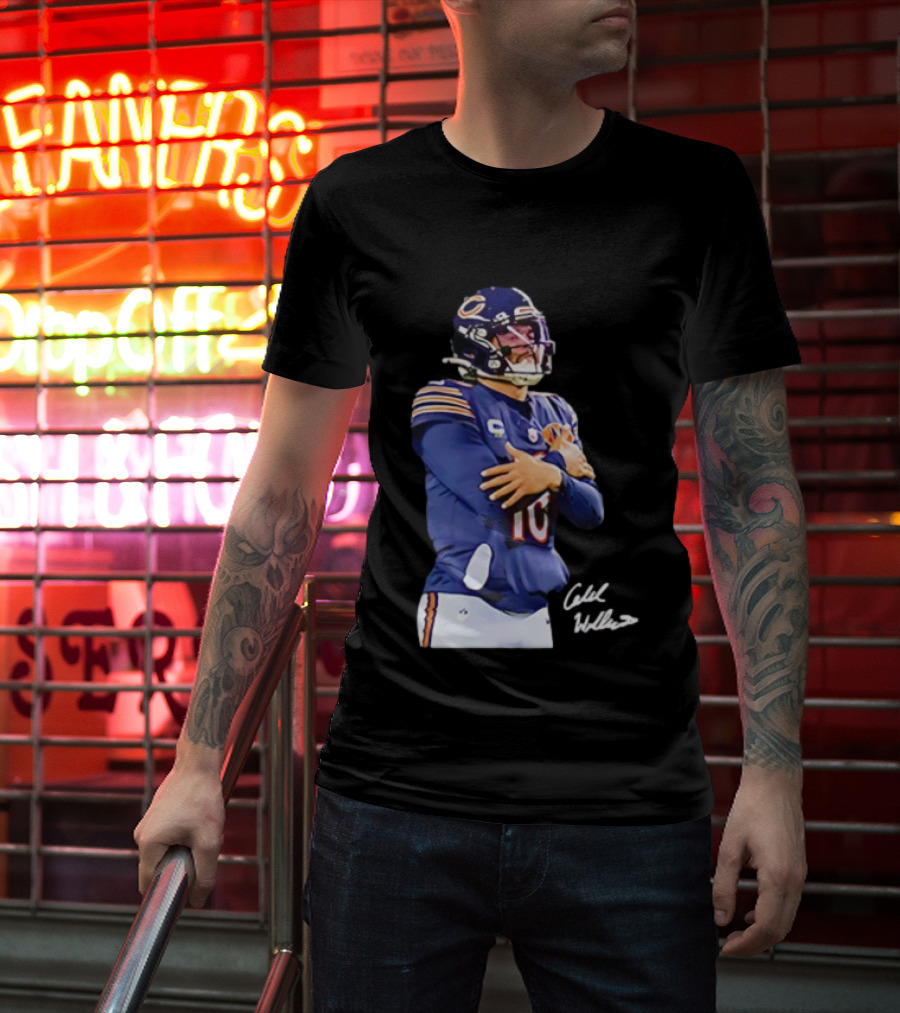 Caleb Williams Chicago Bears Ice Man Signature Football T-Shirt