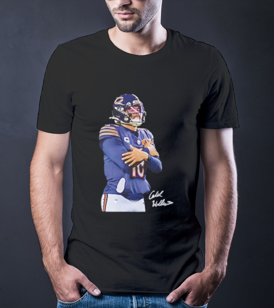 Caleb Williams Chicago Bears Ice Man Signature Football T-Shirt