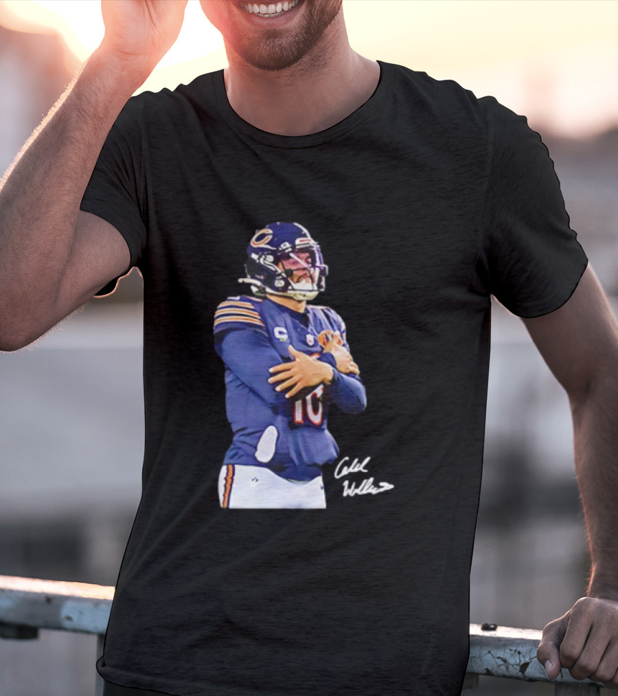 Caleb Williams Chicago Bears Ice Man Signature Football T-Shirt