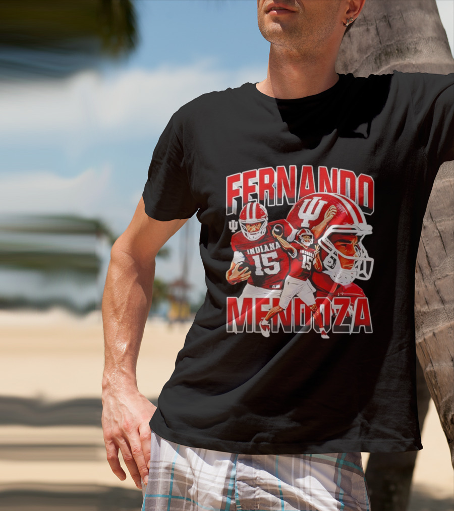 Indiana Football Fernando Mendoza Collage NCAA Player Number 15 T-Shirt