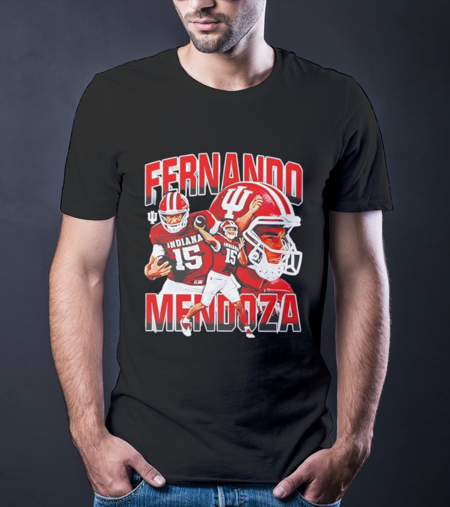 Indiana Football Fernando Mendoza Collage NCAA Player Number 15 T-Shirt