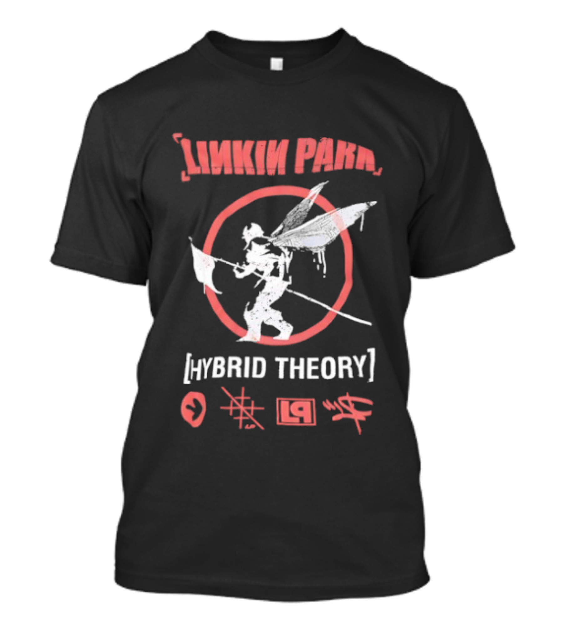 Linkin Park Hybrid Theory Soldier Icon Red Circle Japanese Text Elements T-Shirt