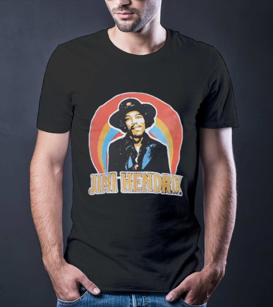 Jimi Hendrix Vintage Retro Rainbow Hat T-Shirt