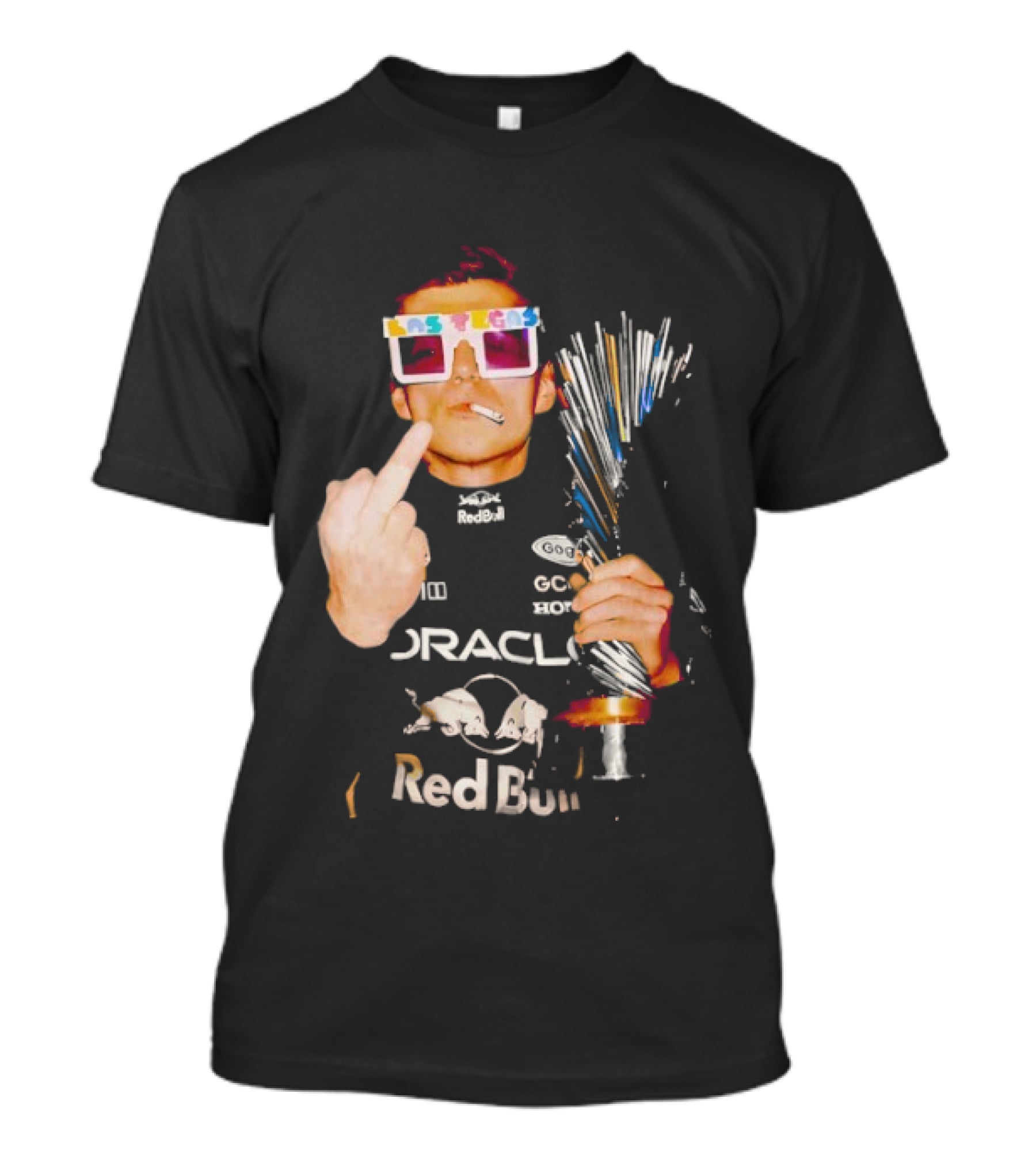 Max Verstappen Oracle Red Bull Pink Lego Sunglasses Middle Finger Las Vegas GP 2025 T-Shirt
