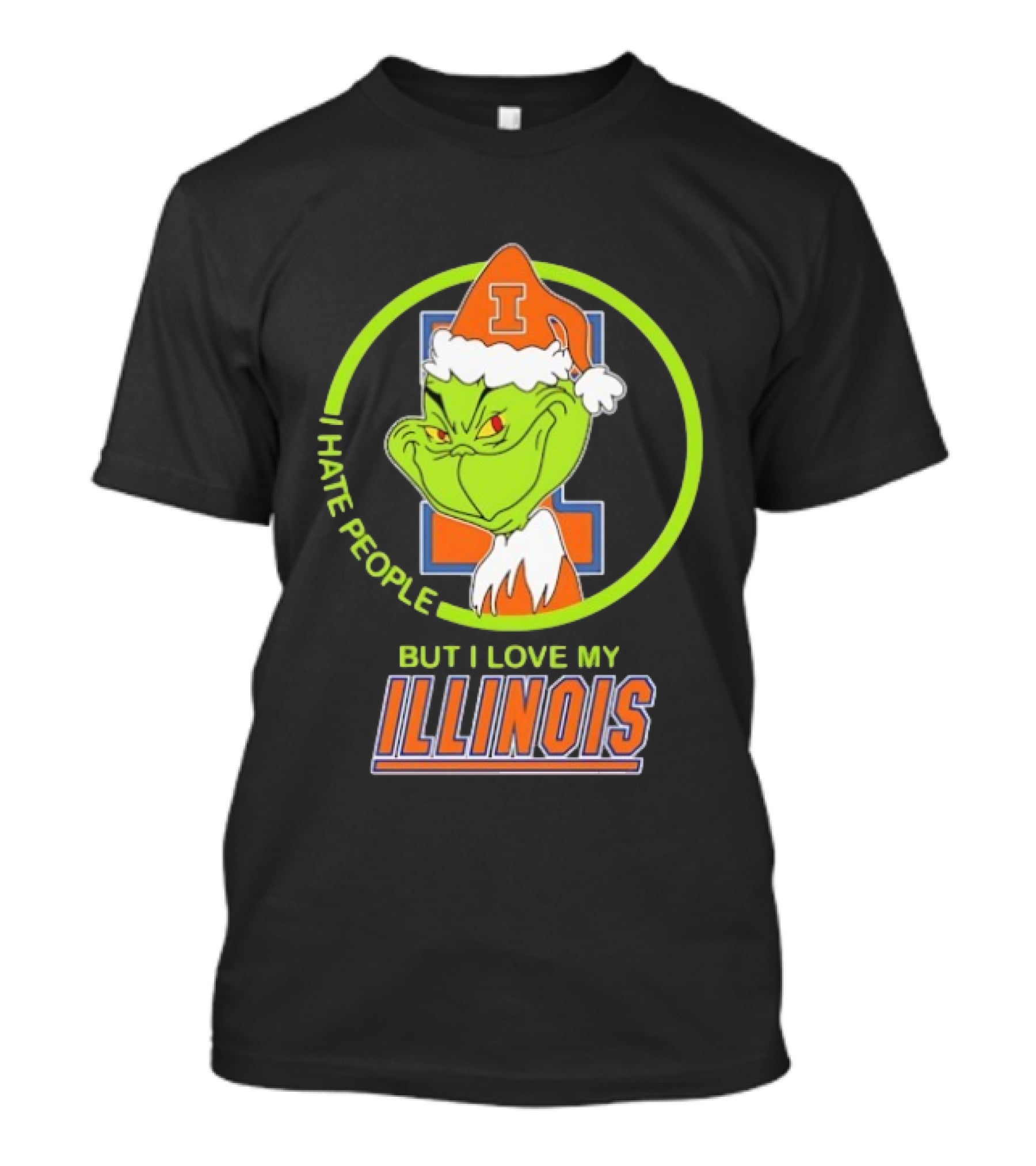 Grinch I Hate People But I Love My Illinois Fighting Illini T-Shirt