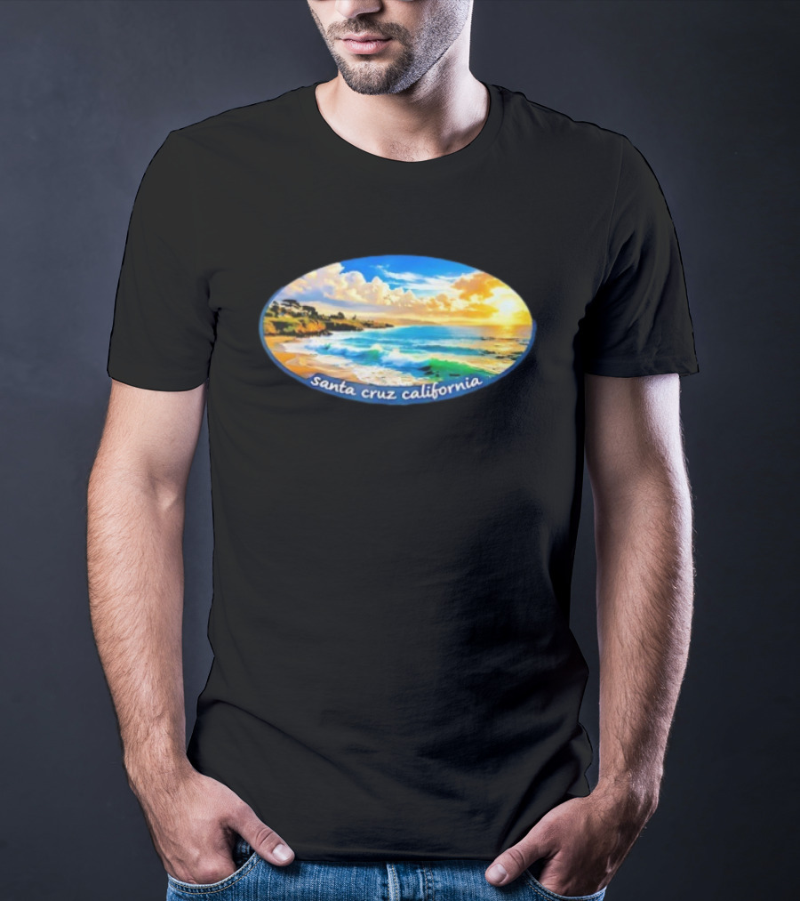 Ocean Coastal Scene Santa Cruz California Sunset T-Shirt
