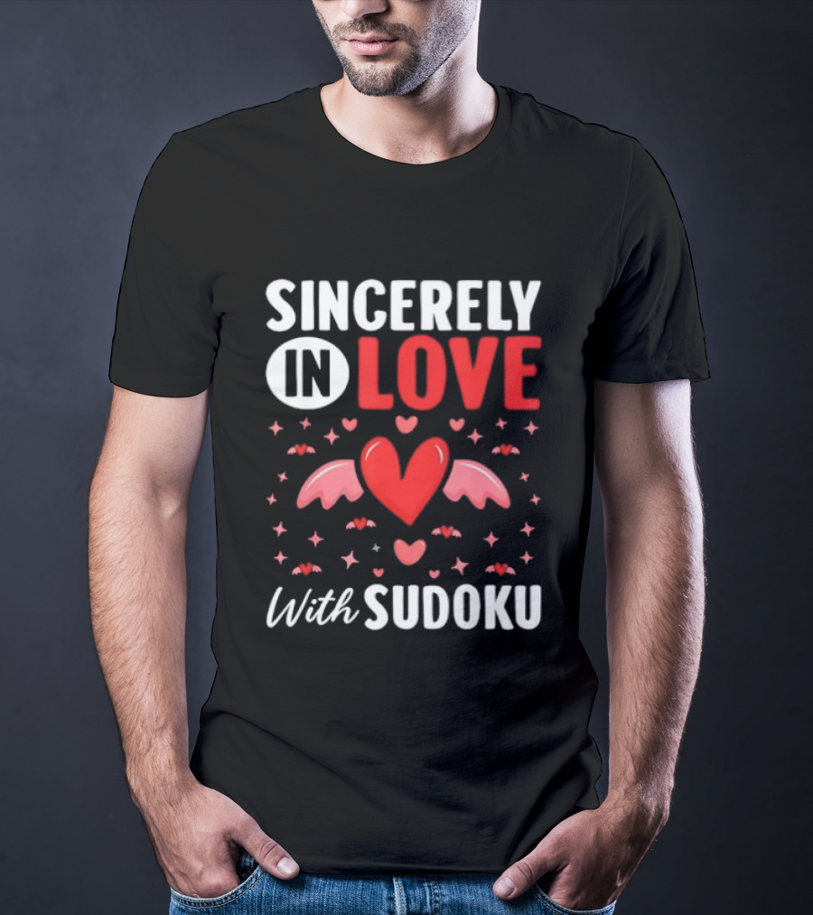 Sincerely In Love With Sudoku Heart Wings And Stars T-Shirt