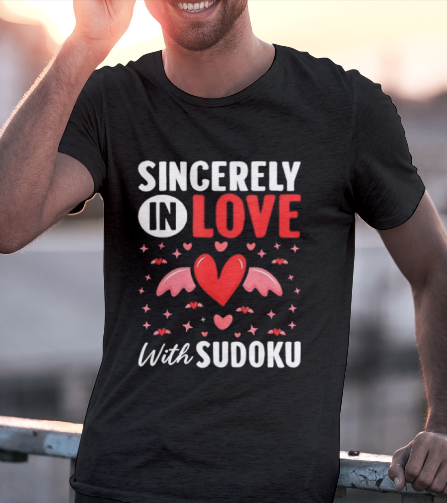 Sincerely In Love With Sudoku Heart Wings And Stars T-Shirt