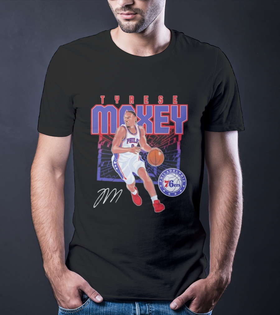 NBA Tyrese Maxey Philadelphia 76ers Player Signature T-Shirt