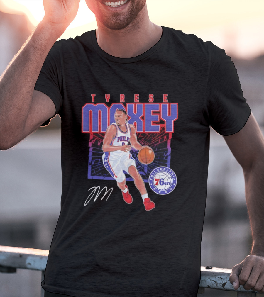 NBA Tyrese Maxey Philadelphia 76ers Player Signature T-Shirt