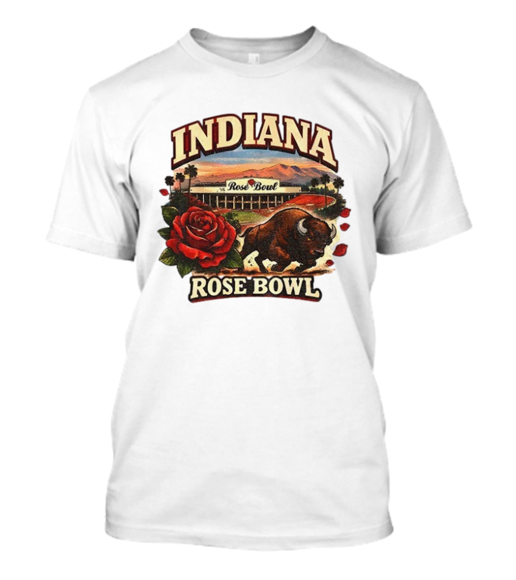 Indiana Rose Bowl Pasadena CA Game Day Vintage Buffalo And Rose Stadium Retro T-Shirt