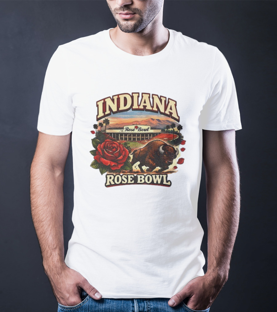 Indiana Rose Bowl Pasadena CA Game Day Vintage Buffalo And Rose Stadium Retro T-Shirt