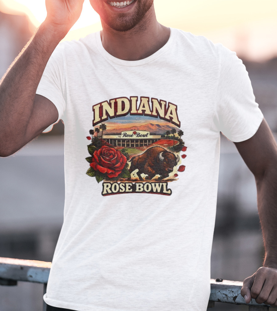 Indiana Rose Bowl Pasadena CA Game Day Vintage Buffalo And Rose Stadium Retro T-Shirt