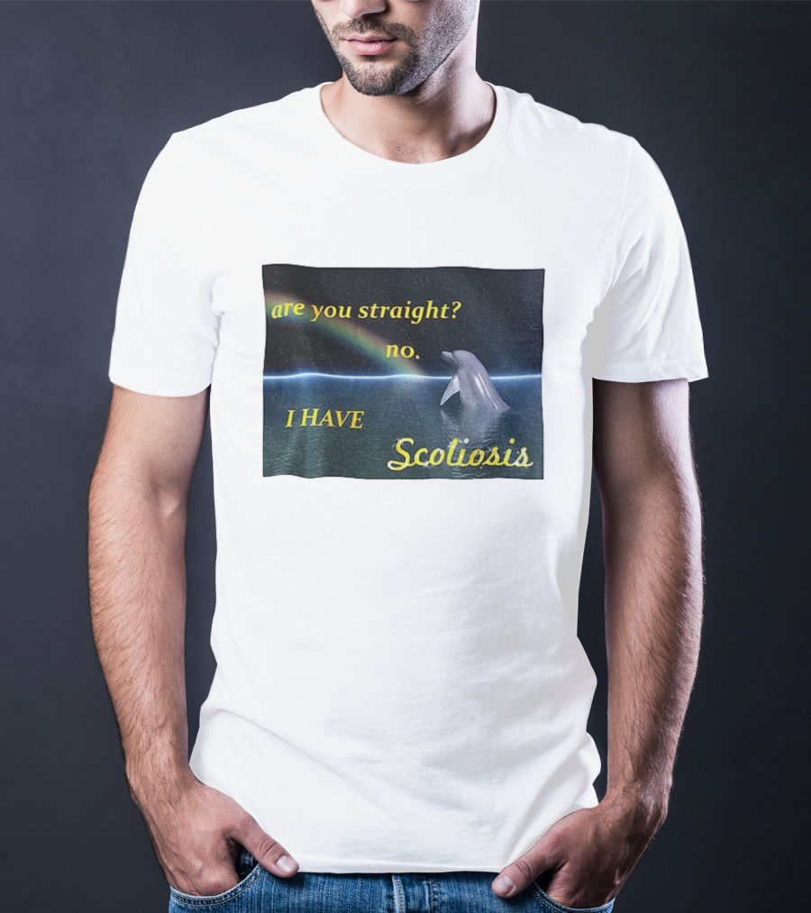 Are You Straight No I Have Scoliosis Dolphin Rainbow T-Shirt