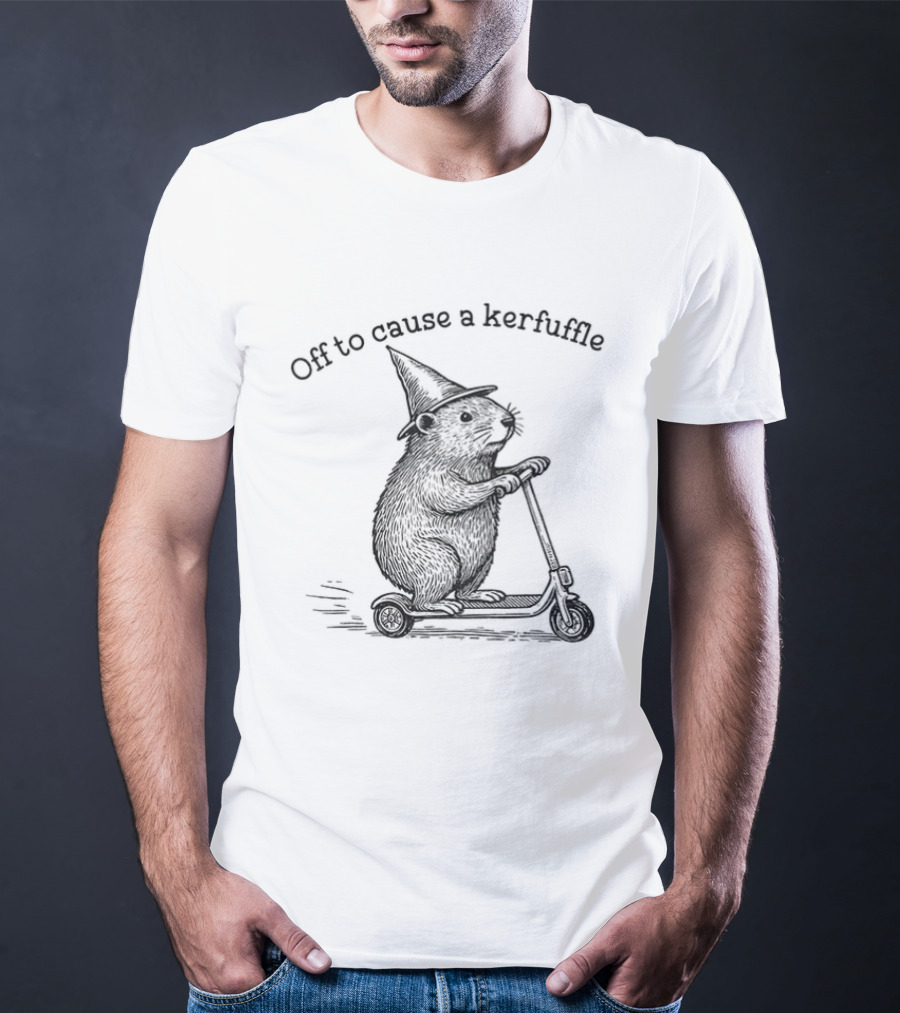 Off To Cause A Kerfuffle Groundhog Witch Riding Scooter T-Shirt