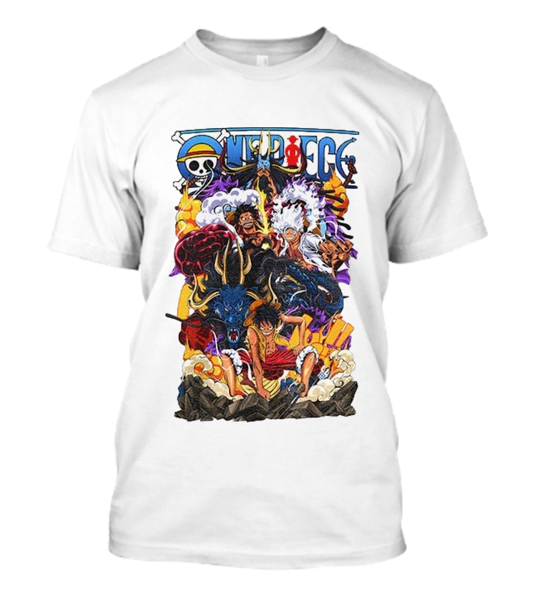 One Piece Anime Luffy Straw Hat Crew Manga Pirate Collage T-Shirt