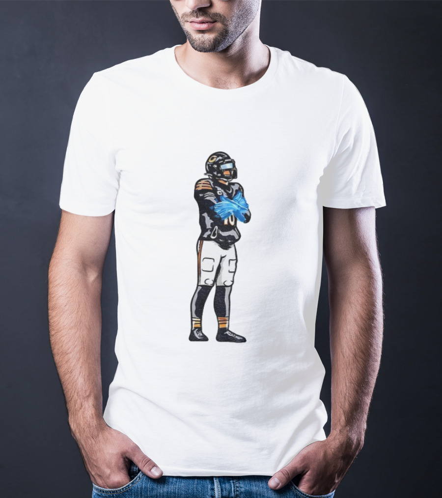 Caleb Williams Iceman #18 Ice Gloves Football Player Crossing Arms Black And Orange Jersey T-Shirt