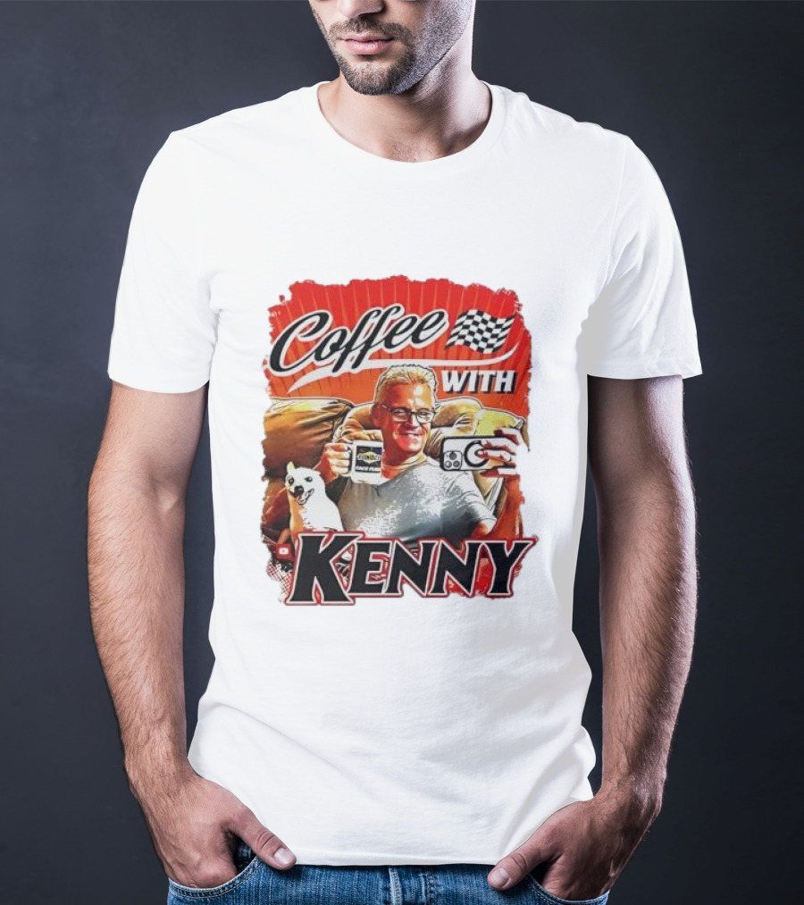 Coffee With Kenny Racing Checkered Flag And Dog T-Shirt