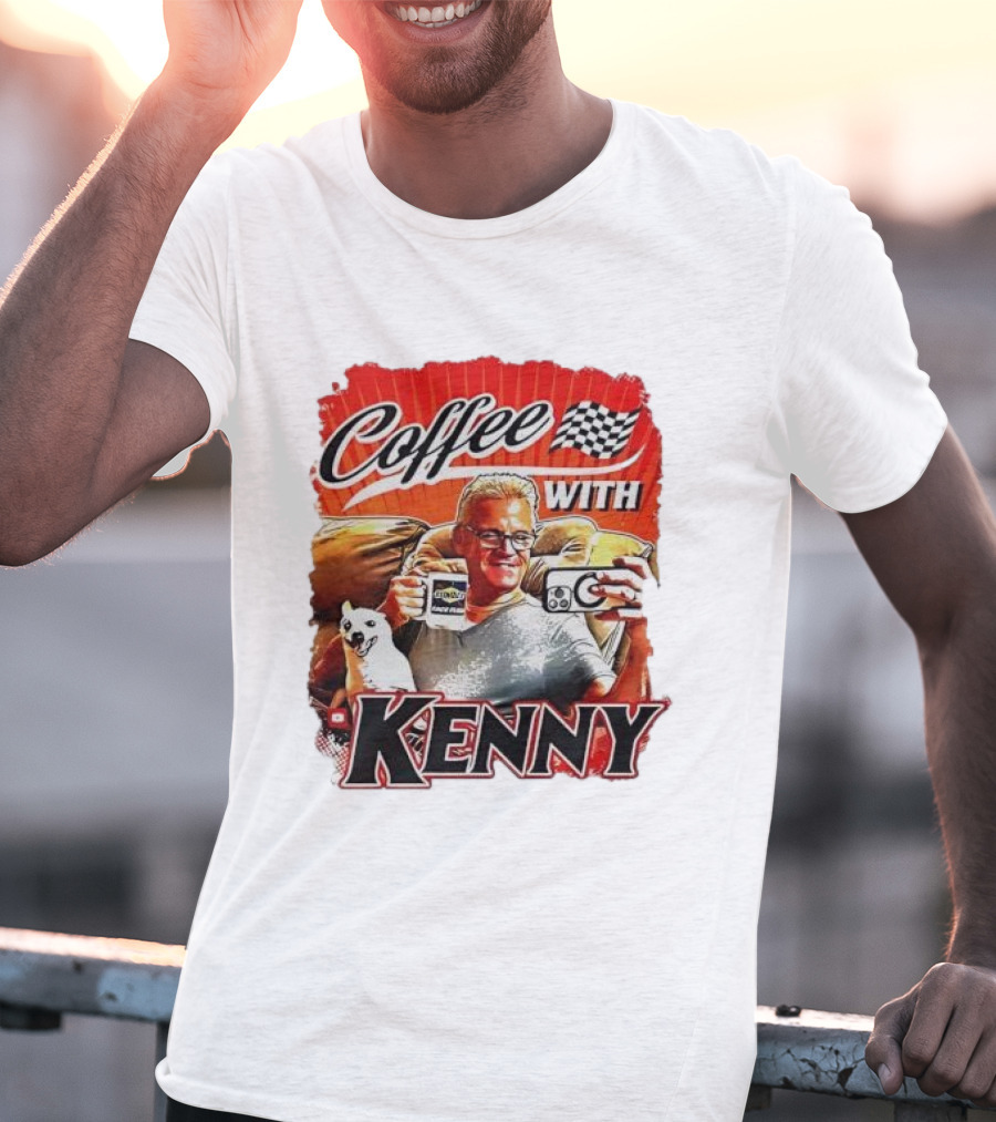 Coffee With Kenny Racing Checkered Flag And Dog T-Shirt