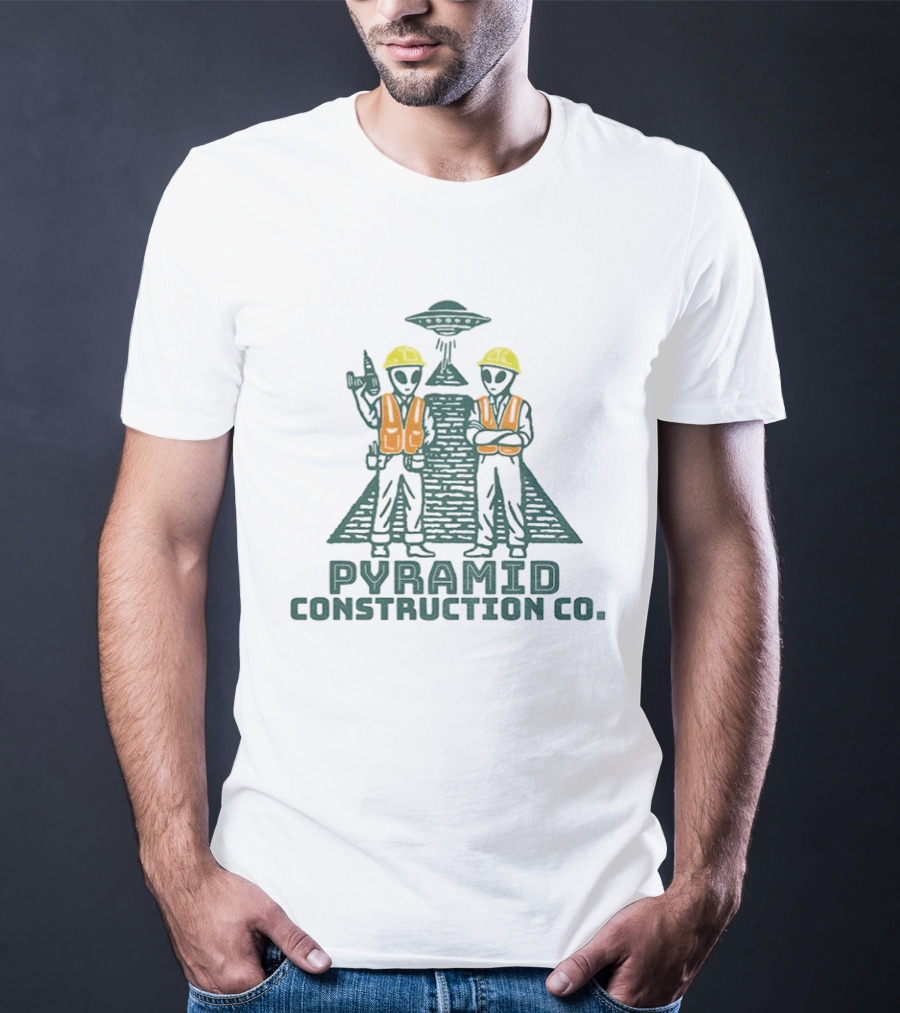 Pyramid Construction Co. Alien Builders Ancient Astronaut Humor T-Shirt