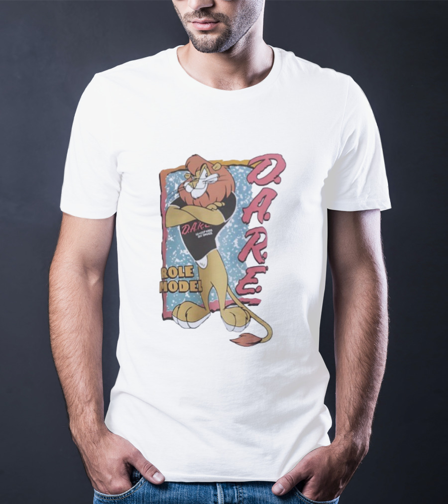 D.A.R.E. Lion Daren Role Model Graphic With Classic Retro Style T-Shirt