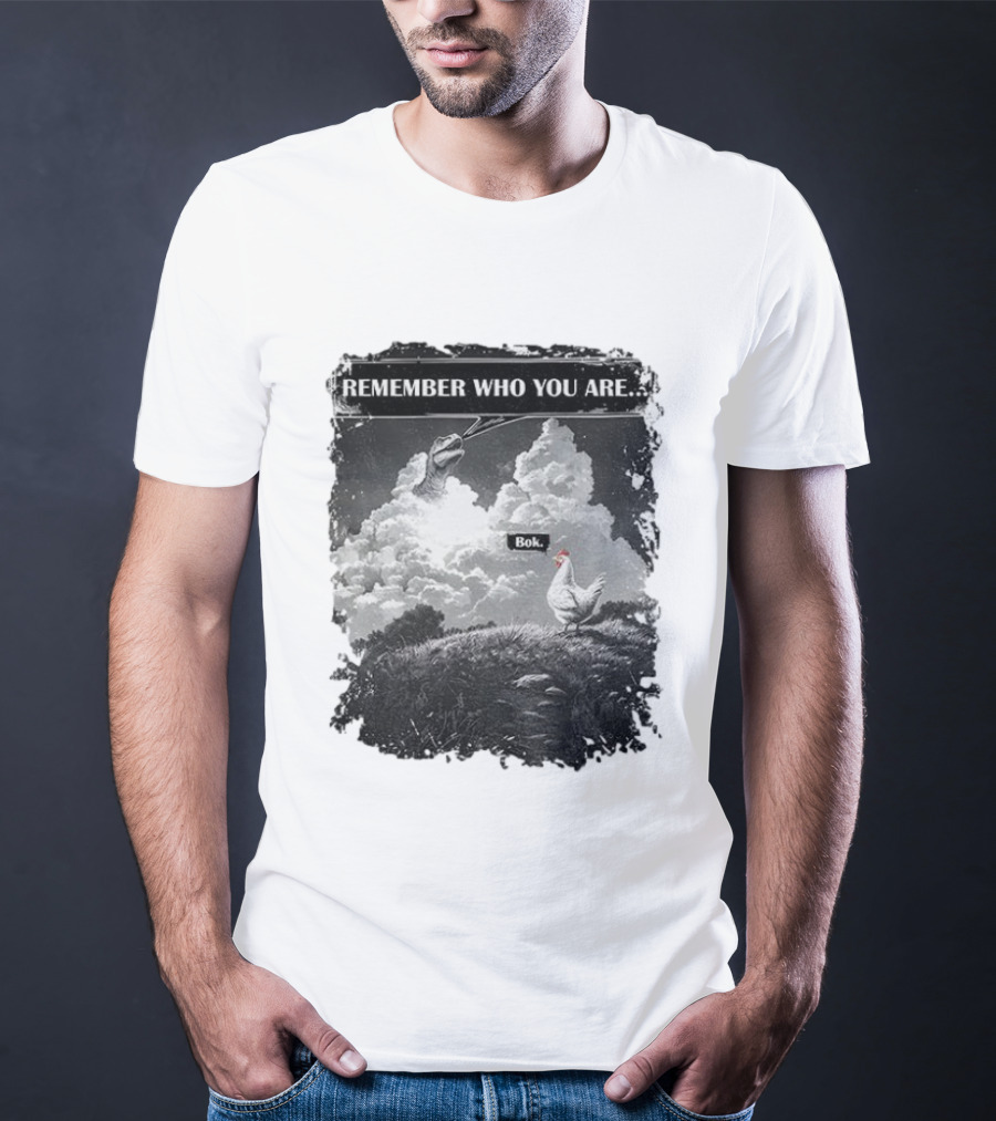 Funny Evolution Dinosaur Clouds Talking Chicken Remember Who You Are Bok T-Shirt