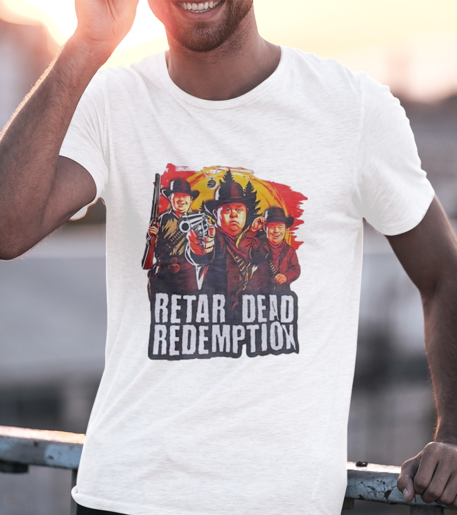 RETAR DEAD REDEMPTION Three Down Men Holding Shotguns Vintage Style T-Shirt