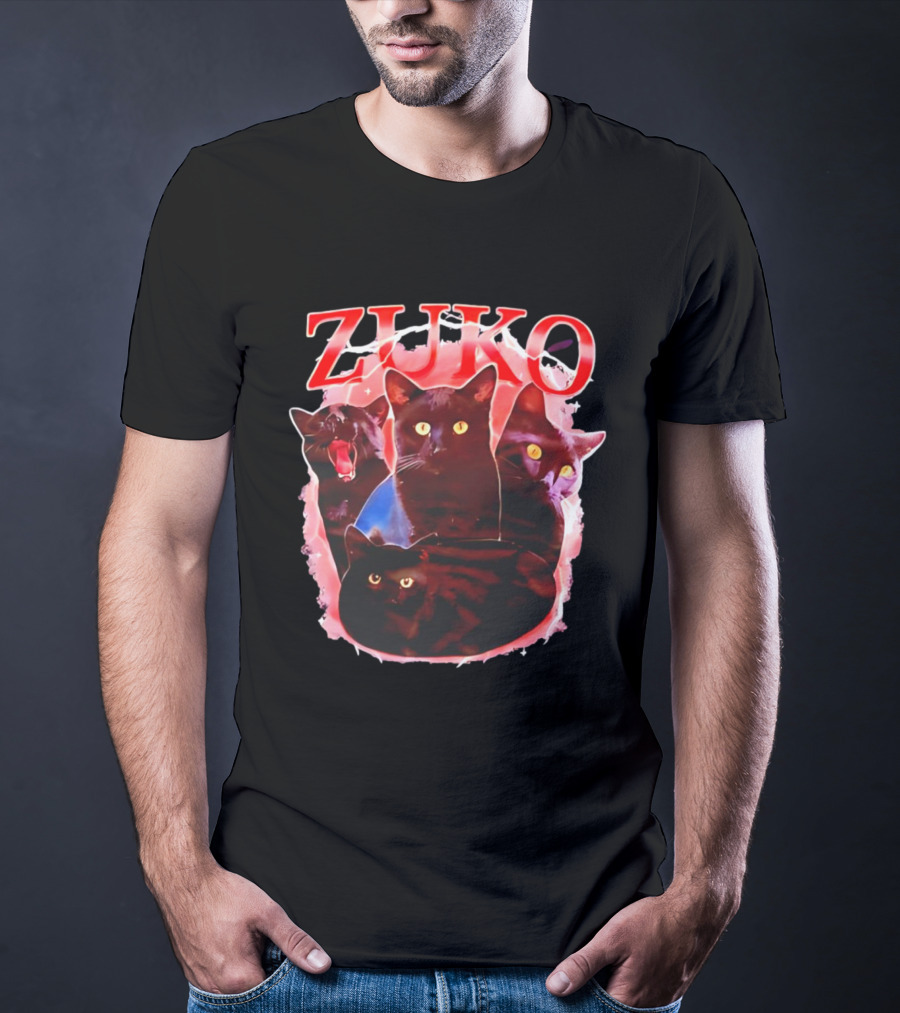 Zuko Cats Black Graphic With Red T-Shirt