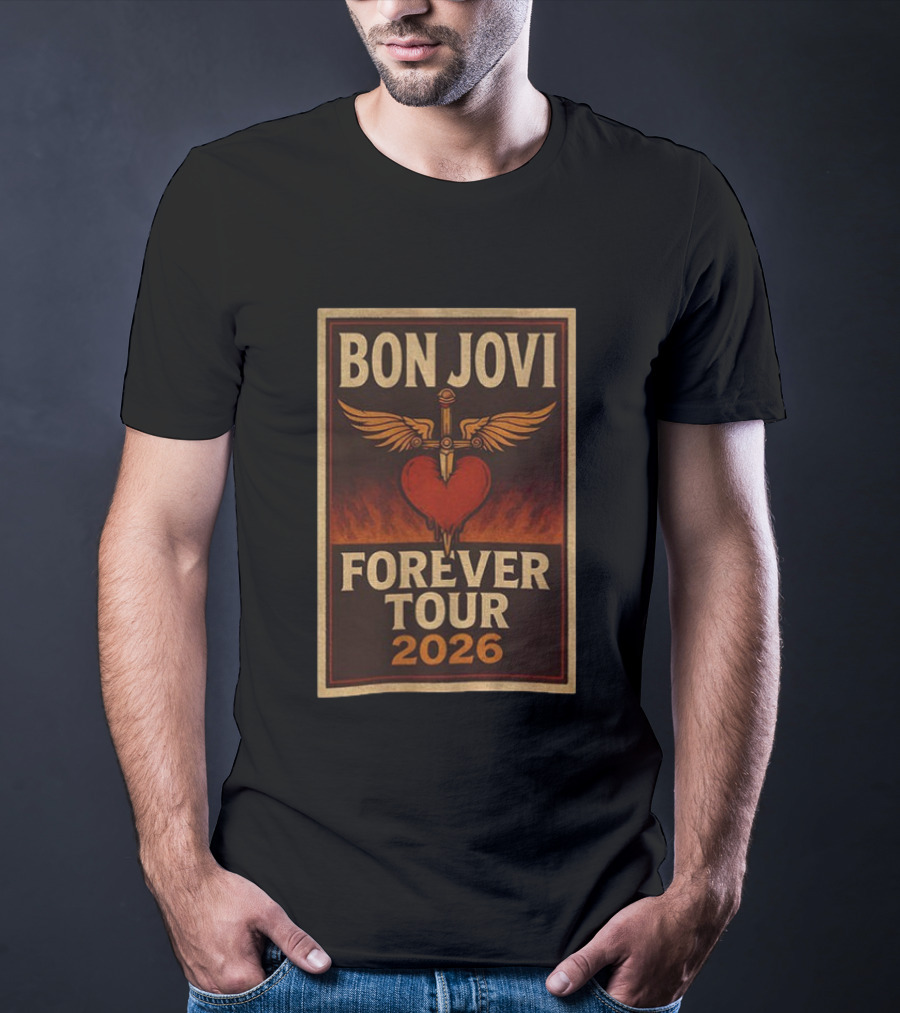 Bon Jovi Forever Tour 2026 Heart Dagger Winged T-Shirt