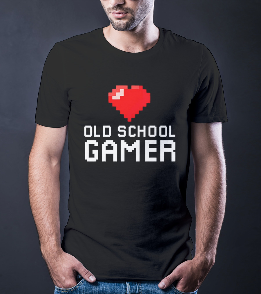 Pixel Heart Old School Gamer T-Shirt