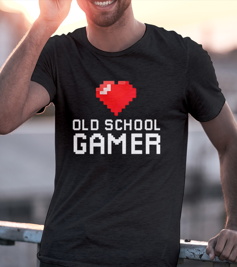 Pixel Heart Old School Gamer T-Shirt