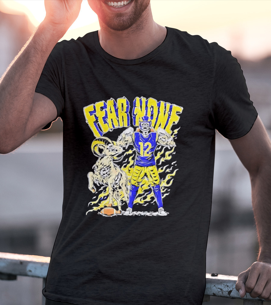 Puka Nacua Fear None 12 Los Angeles Rams Football Skeleton T-Shirt
