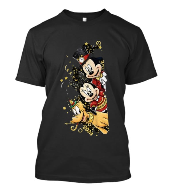 Mickey Mouse Happy New Year 2023 Pluto Minnie Celebration T-Shirt