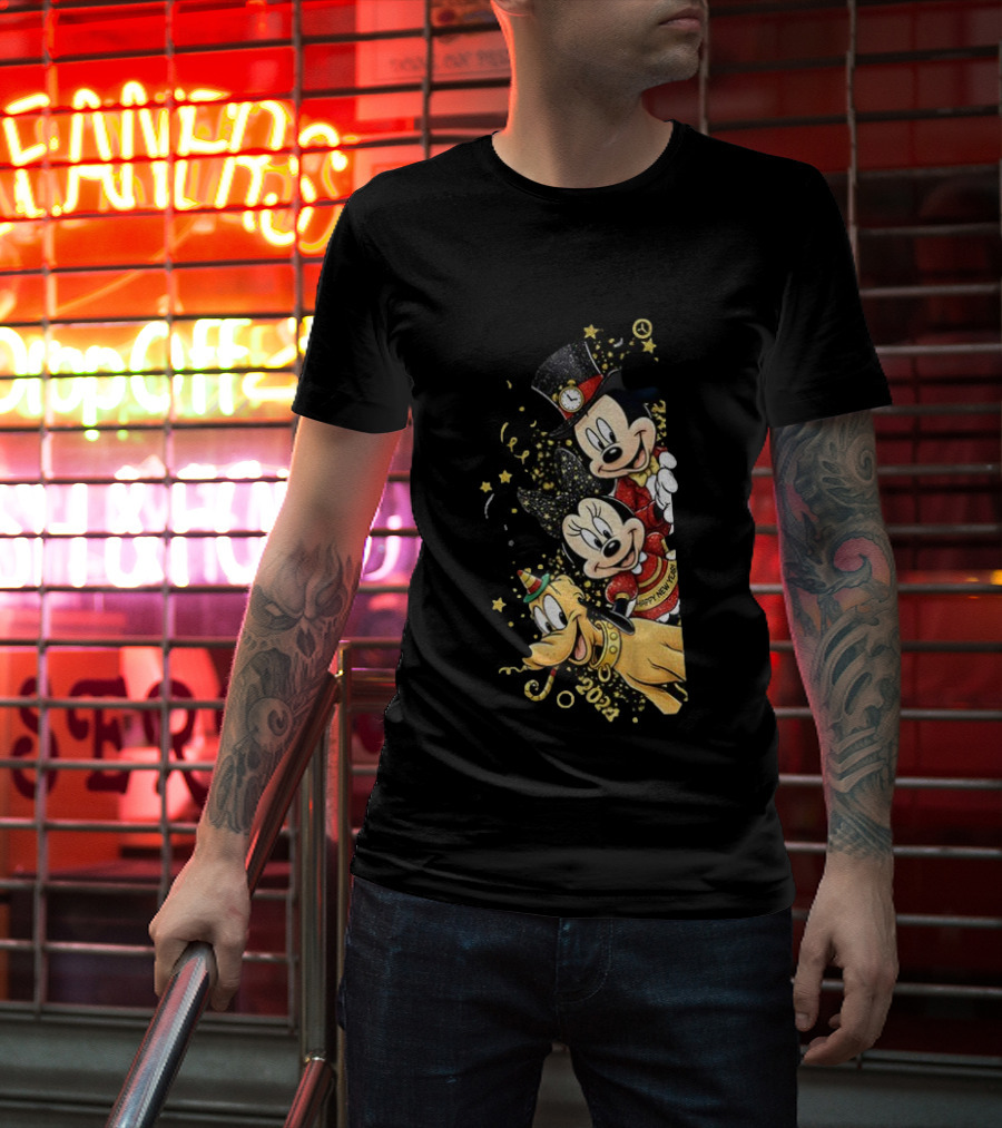 Mickey Mouse Happy New Year 2023 Pluto Minnie Celebration T-Shirt