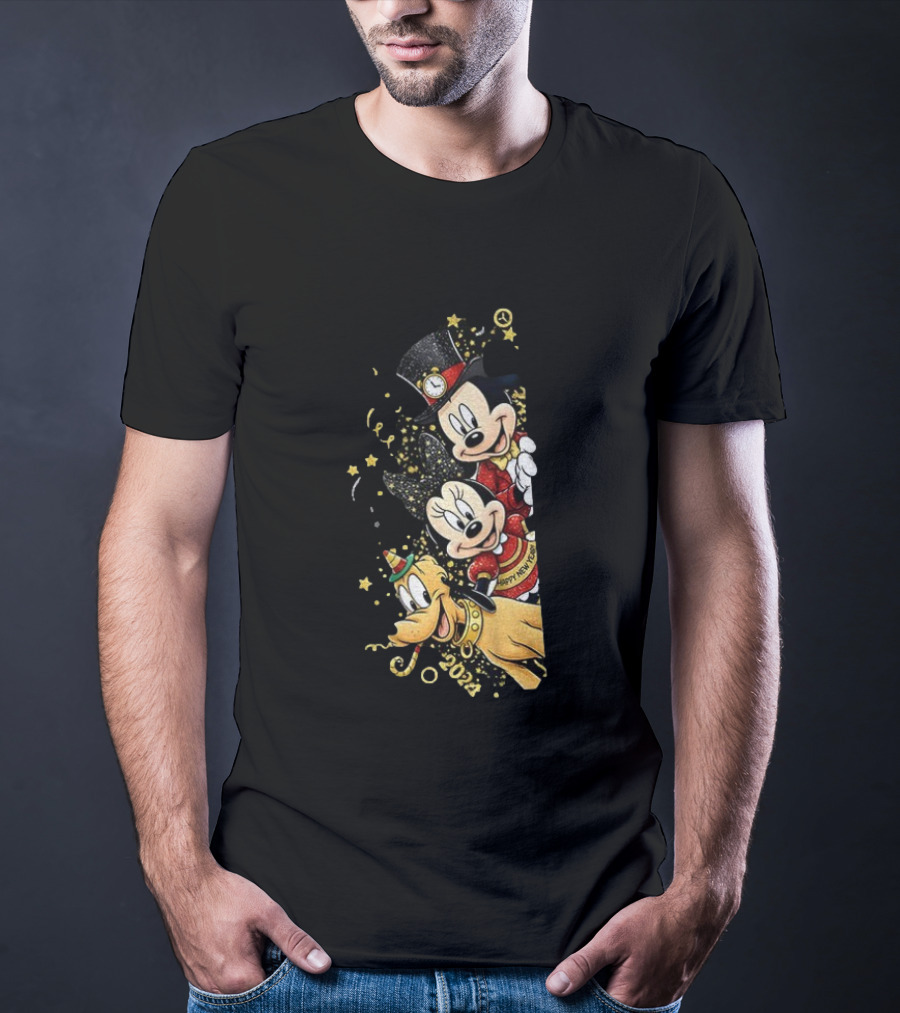 Mickey Mouse Happy New Year 2023 Pluto Minnie Celebration T-Shirt