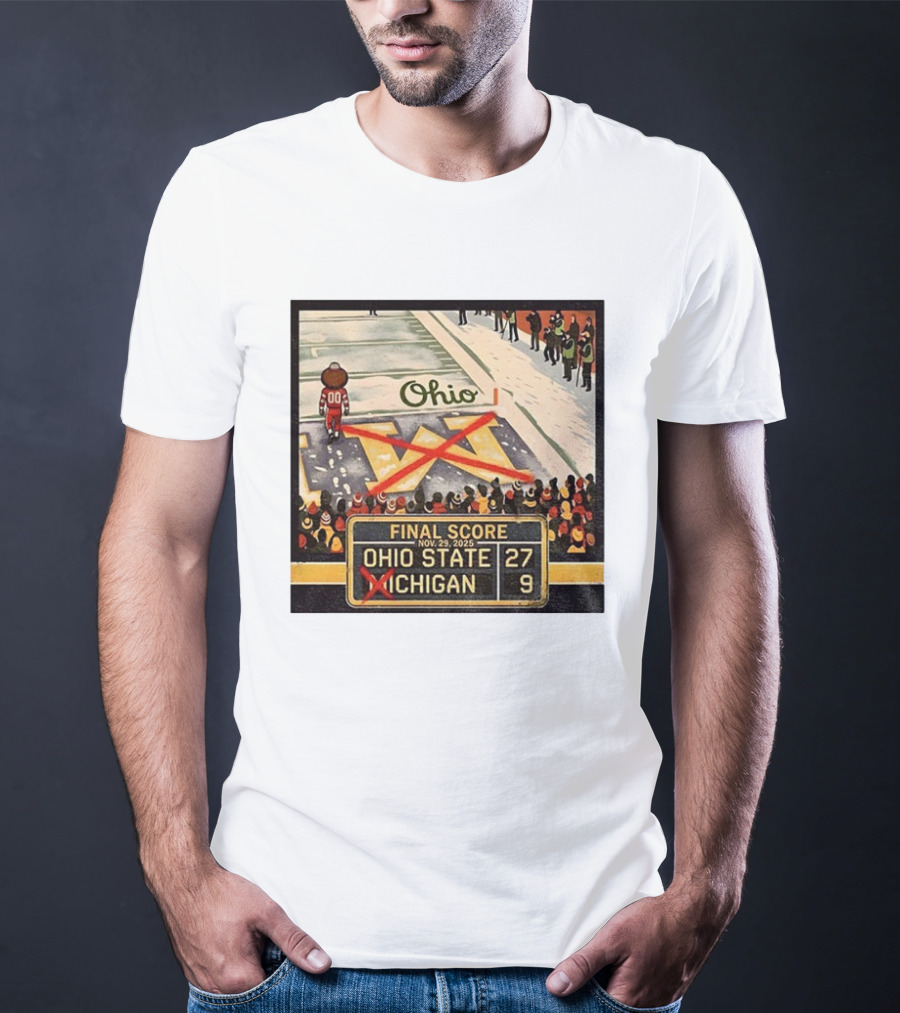 Ohio State 27 Michigan 9 Final Score 2025 Brutus Crossing Out The M Ohio Rivalry T-Shirt