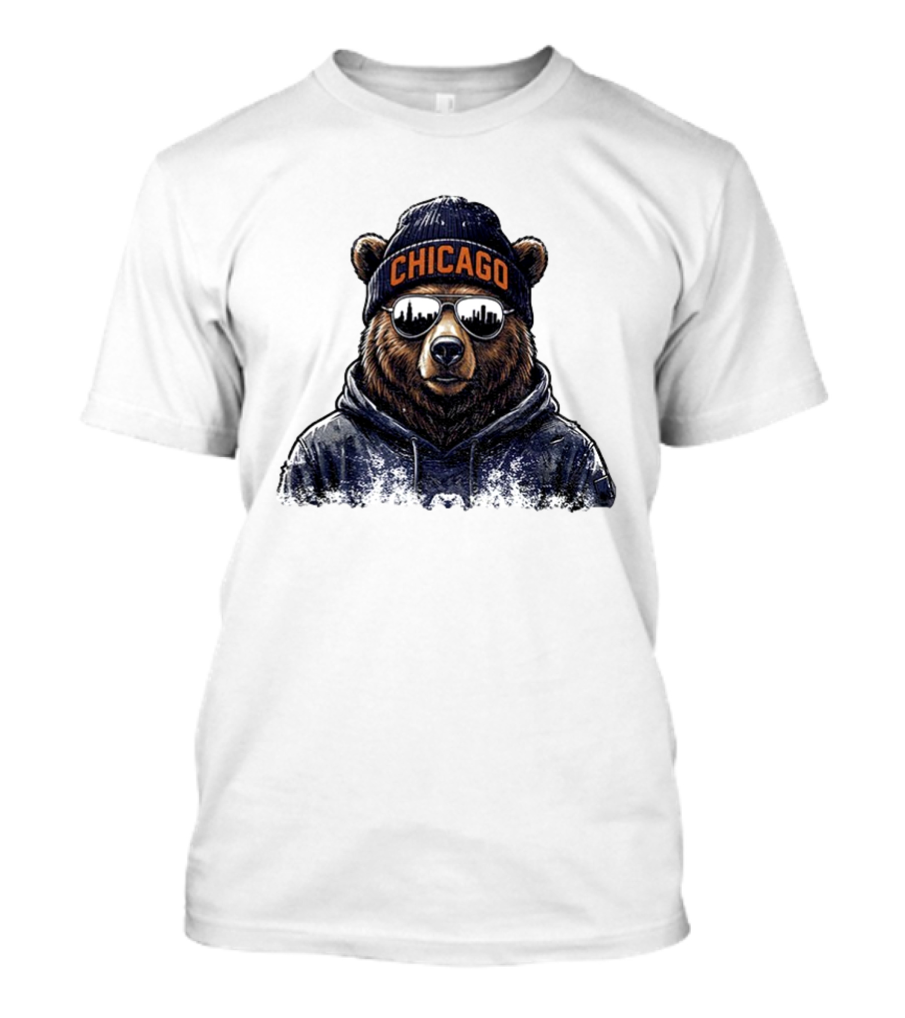 Chicago Bear Football Mascot Sunglasses Beanie Hat T-Shirt