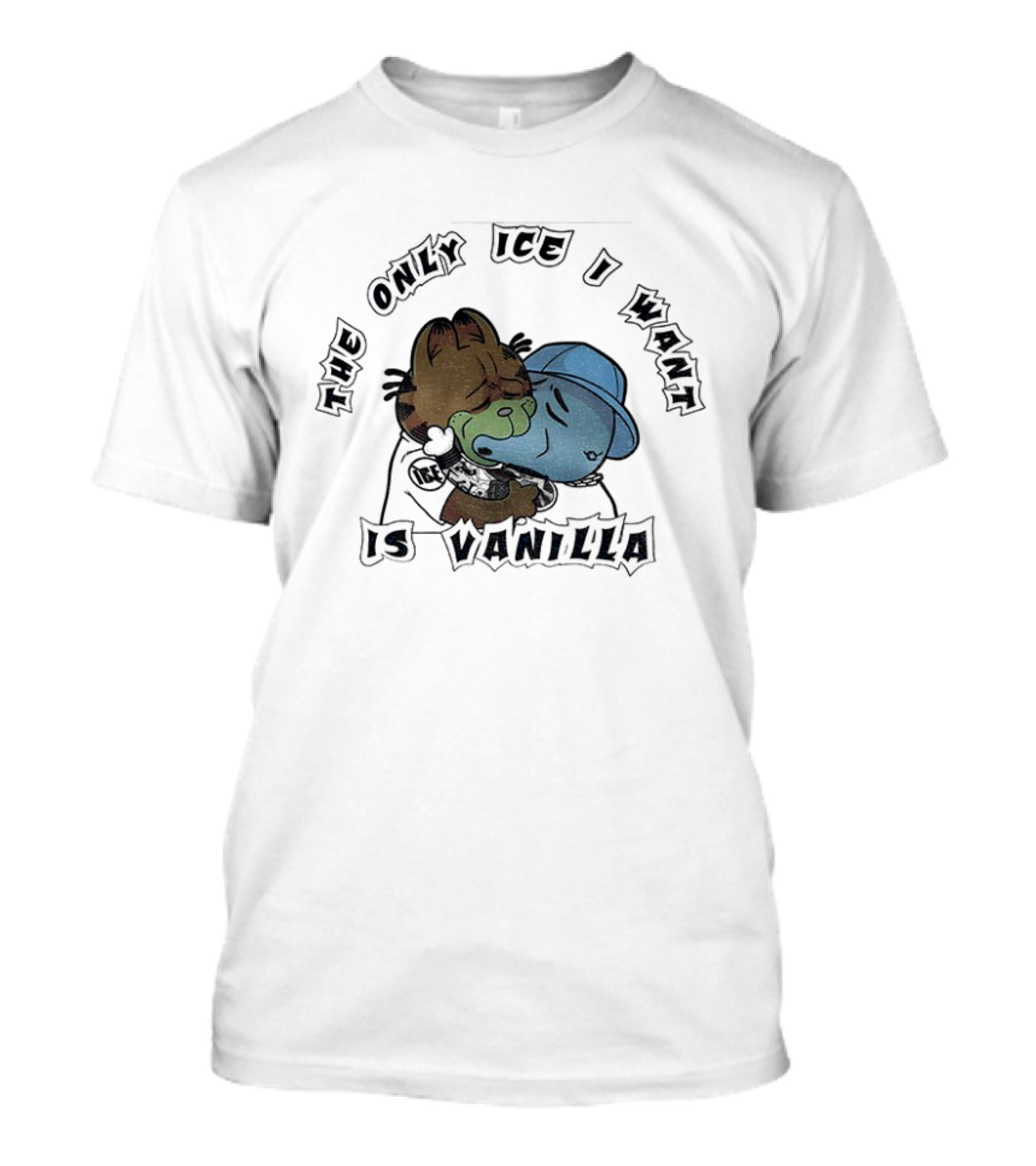 Orange Cat The Only Ice I Want Is Vanilla Hugging T-Shirt