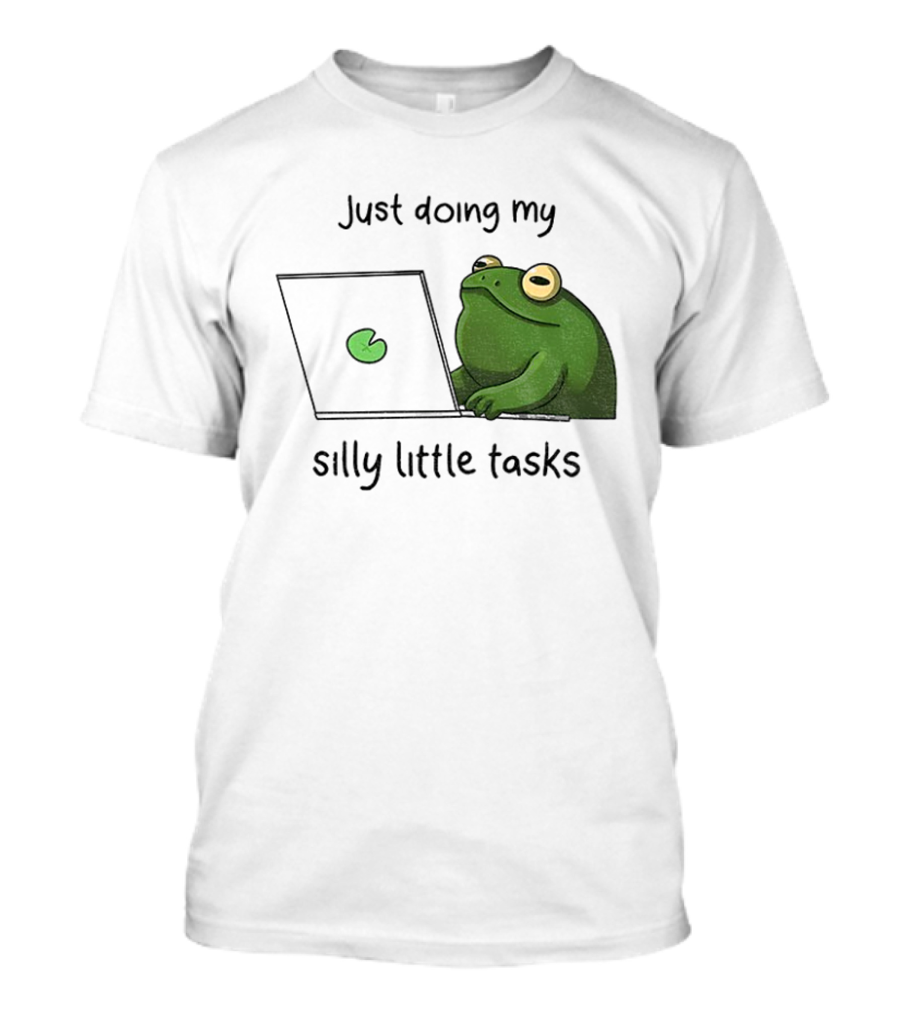 Silly Frog Doing My Little Tasks Playful Green T-Shirt