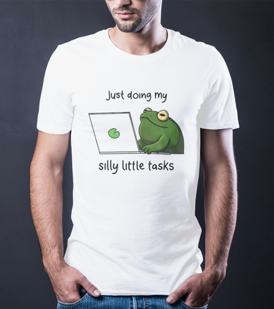 Silly Frog Doing My Little Tasks Playful Green T-Shirt