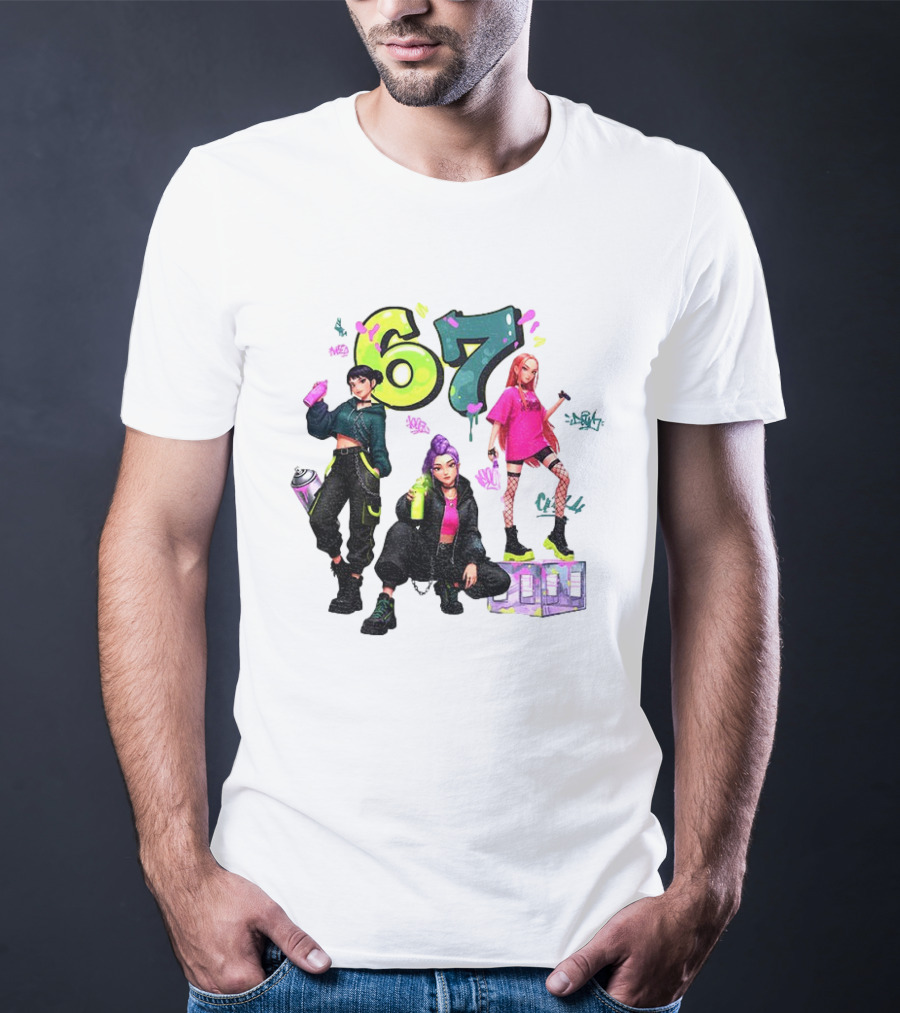 Six Seven 67 Graffiti Kpop Huntrix Girls Band Meme T-Shirt