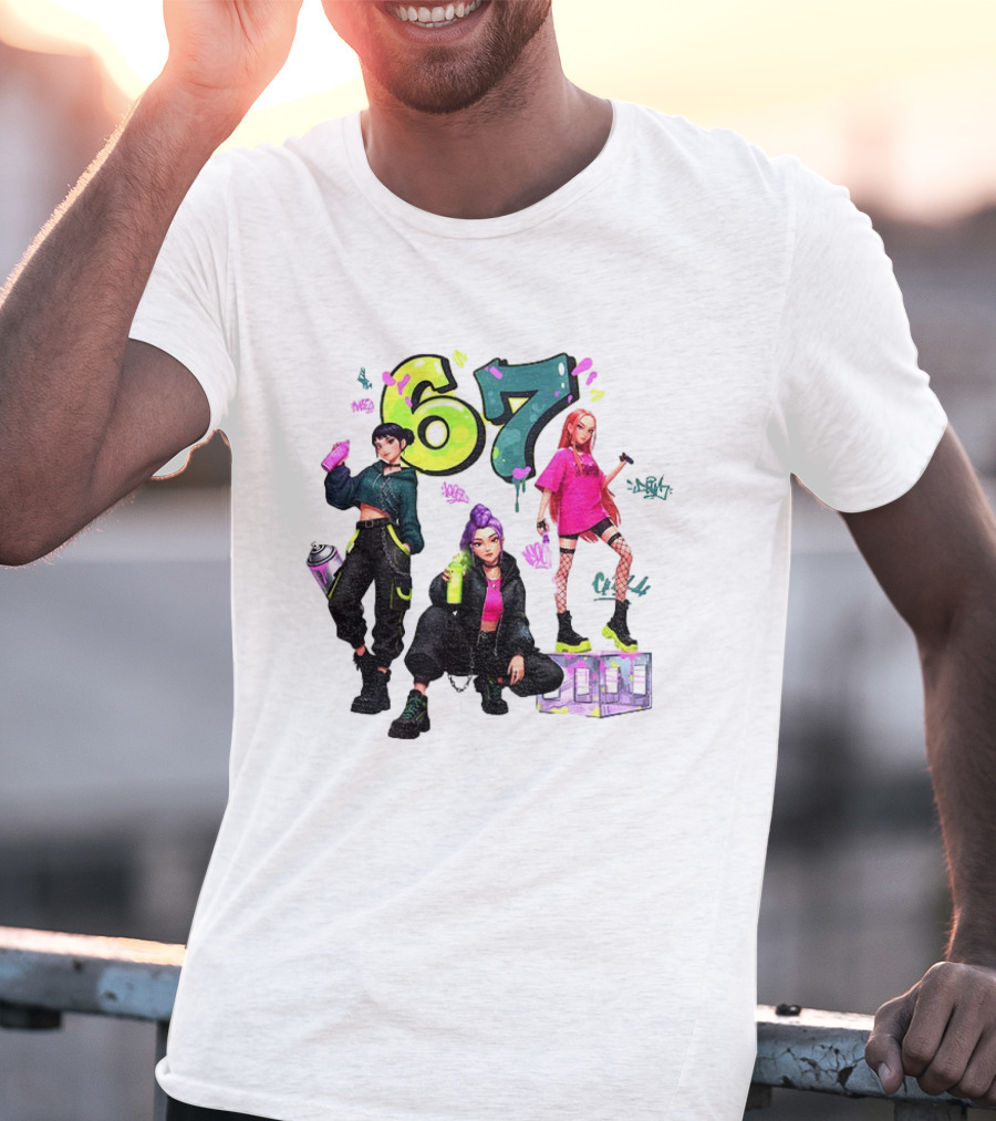 Six Seven 67 Graffiti Kpop Huntrix Girls Band Meme T-Shirt