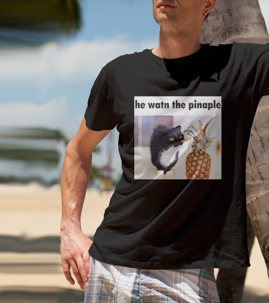 He Watn The Pinaple Black Cat And Pineapple T-Shirt