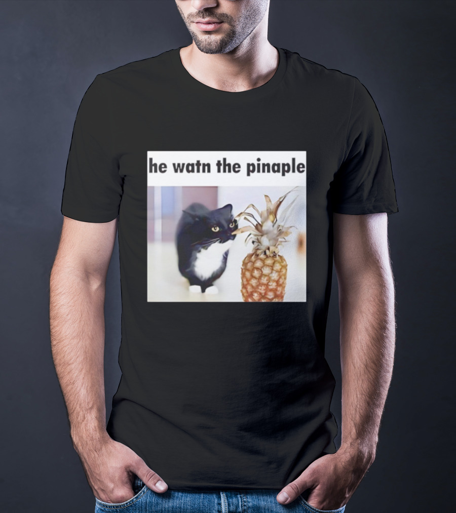He Watn The Pinaple Black Cat And Pineapple T-Shirt