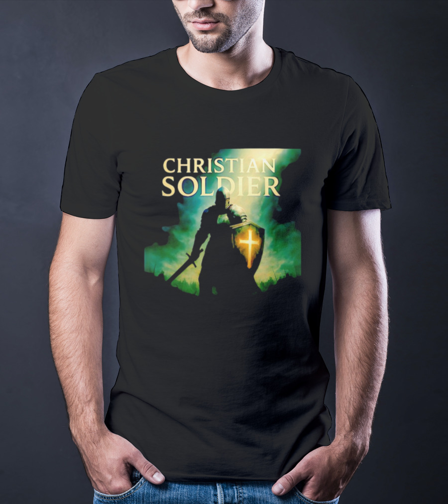 Christian Soldier Knight Shield Cross Iconic Warrior T-Shirt