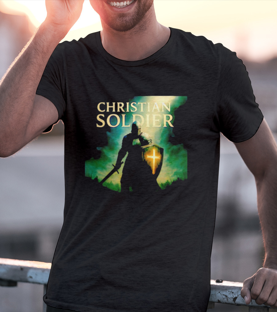Christian Soldier Knight Shield Cross Iconic Warrior T-Shirt